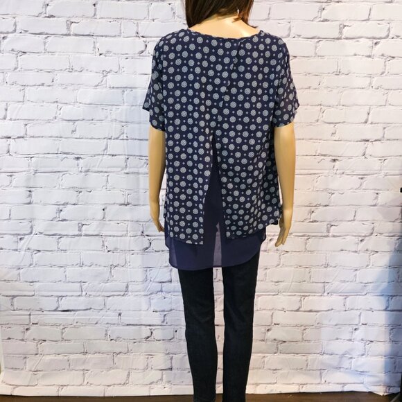 MICHAEL KORS, short sleeve geometric floral print blouse - Picture 9 of 11